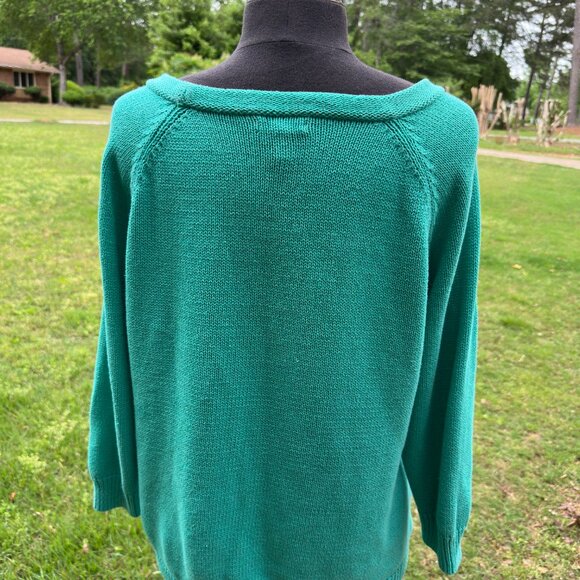 Croft & Barrow Women's Green Textured Knit Sweater Size XL Pullover Lightweight - Picture 6 of 11